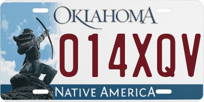 OK license plate 014XQV