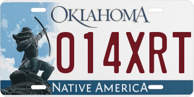 OK license plate 014XRT