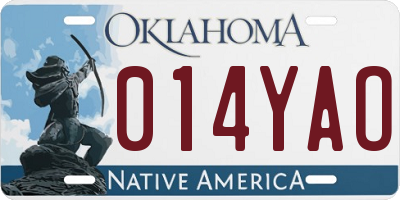 OK license plate 014YAO