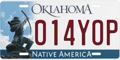 OK license plate 014YOP