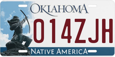 OK license plate 014ZJH