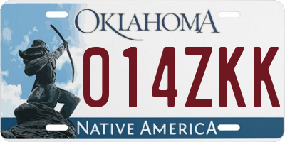 OK license plate 014ZKK