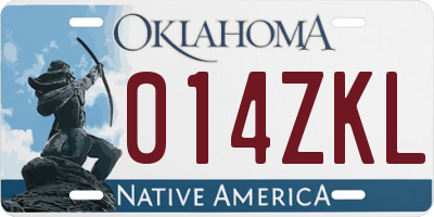OK license plate 014ZKL