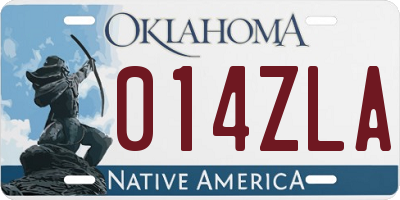 OK license plate 014ZLA