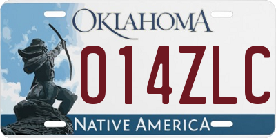 OK license plate 014ZLC