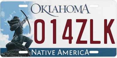 OK license plate 014ZLK