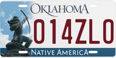 OK license plate 014ZLO