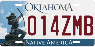 OK license plate 014ZMB