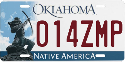 OK license plate 014ZMP