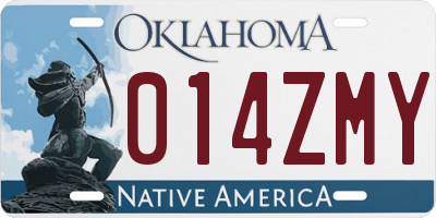 OK license plate 014ZMY