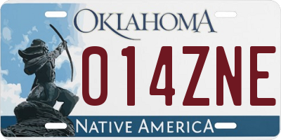 OK license plate 014ZNE