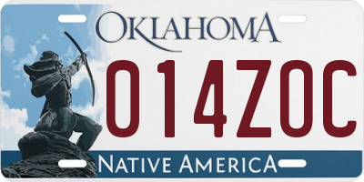 OK license plate 014ZOC