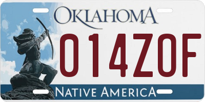 OK license plate 014ZOF