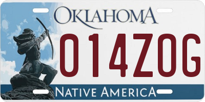 OK license plate 014ZOG