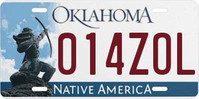 OK license plate 014ZOL