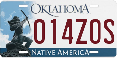 OK license plate 014ZOS