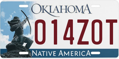 OK license plate 014ZOT