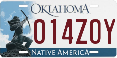 OK license plate 014ZOY