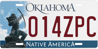 OK license plate 014ZPC