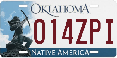 OK license plate 014ZPI