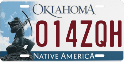 OK license plate 014ZQH