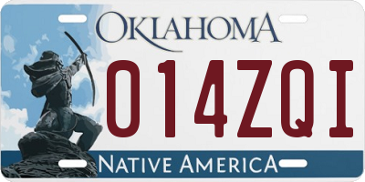 OK license plate 014ZQI