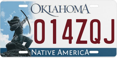 OK license plate 014ZQJ