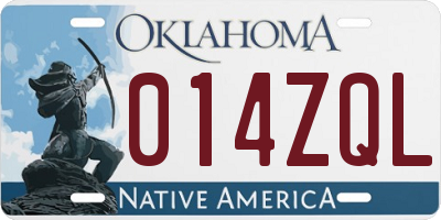 OK license plate 014ZQL