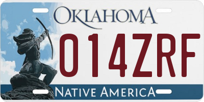 OK license plate 014ZRF