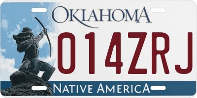 OK license plate 014ZRJ