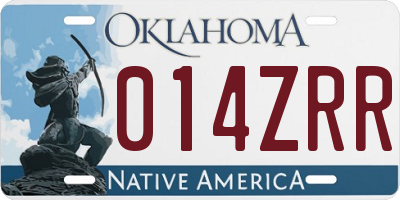 OK license plate 014ZRR