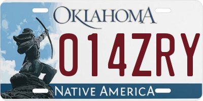 OK license plate 014ZRY