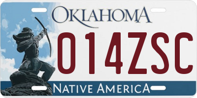 OK license plate 014ZSC