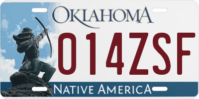 OK license plate 014ZSF