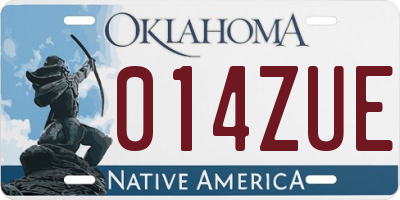 OK license plate 014ZUE