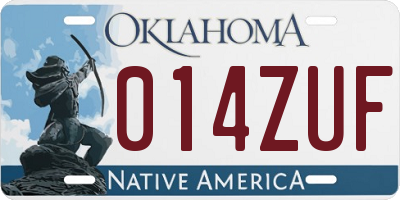 OK license plate 014ZUF