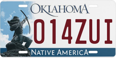 OK license plate 014ZUI