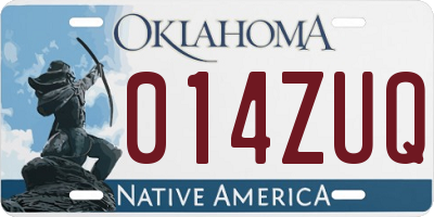 OK license plate 014ZUQ