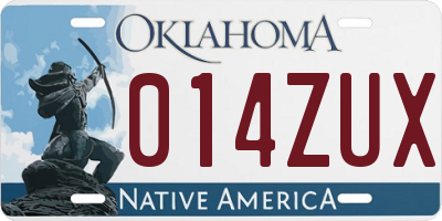 OK license plate 014ZUX