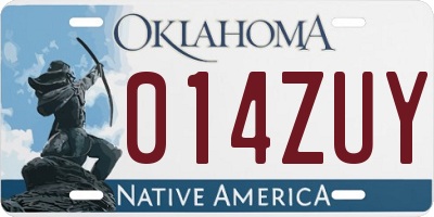 OK license plate 014ZUY