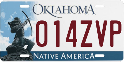 OK license plate 014ZVP