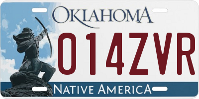 OK license plate 014ZVR