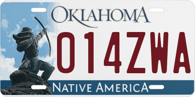 OK license plate 014ZWA