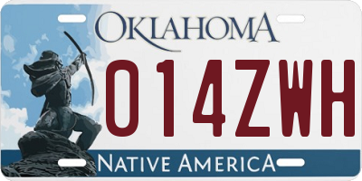 OK license plate 014ZWH
