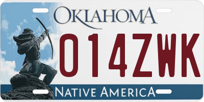 OK license plate 014ZWK