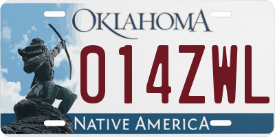OK license plate 014ZWL