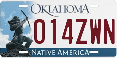 OK license plate 014ZWN