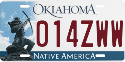 OK license plate 014ZWW