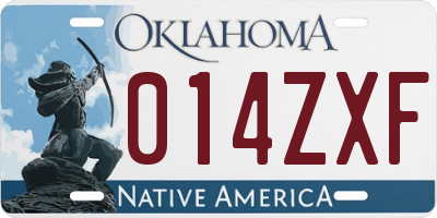 OK license plate 014ZXF