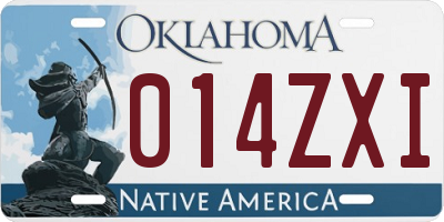OK license plate 014ZXI